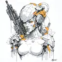neo-expressionism, ghost in the shell tattoo design idea