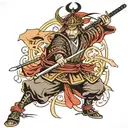 Samurai warrior wielding tattoo design idea