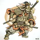 Samurai warrior wielding tattoo design idea