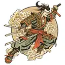 Samurai warrior wielding tattoo design idea