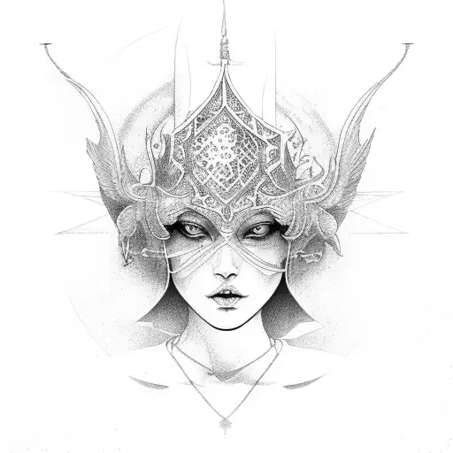 high priestess  tarot card tattoo design idea