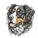 bernese mountain dog male tatoo b/w tattoo design idea