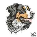 bernese mountain dog male tatoo b/w tattoo design idea