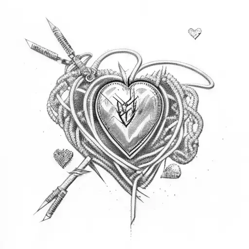 heart wrapped in barbed wire tattoo design idea