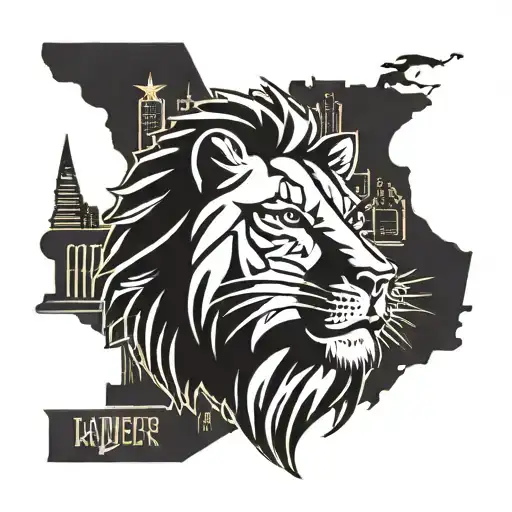 Incorporate the logos of the Las Vegas Raiders and the New York Knicks into a lion's mane, showcasing your love for both teams tattoo design idea