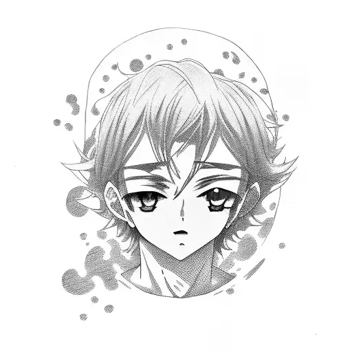 anime boy with 30 eyes tattoo design idea