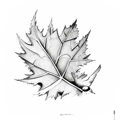 oak leaf and two doves tattoo design idea