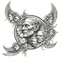 faces of the moon on the ribs from top to bottom tattoo design idea