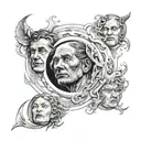 faces of the moon on the ribs from top to bottom tattoo design idea
