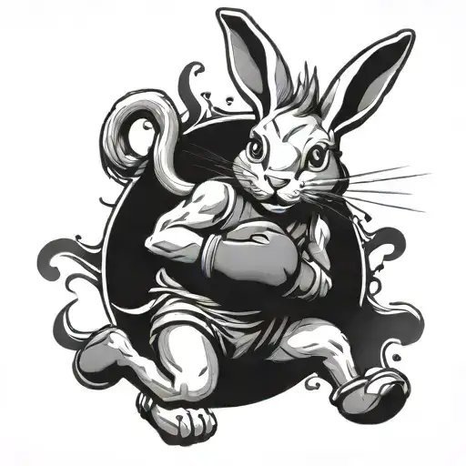 boxing rabbit tattoo design idea