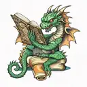 dragon reading a book   tattoo design idea