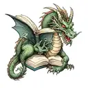dragon reading a book   tattoo design idea