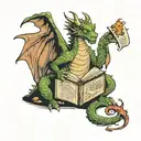 dragon reading a book  tattoo design idea