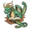 dragon reading a book  tattoo design idea