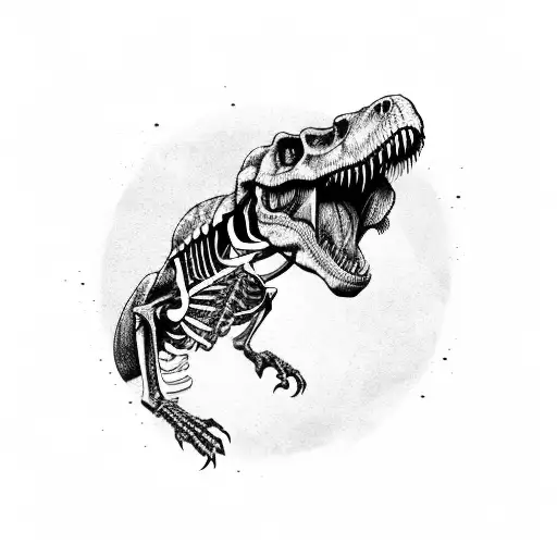 T-Rex full body skeleton tattoo design idea