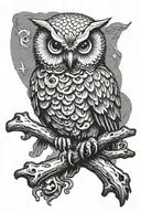 owl perched on skull and crossbones  tattoo design idea