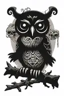 owl perched on skull skull and crossbones tattoo design idea
