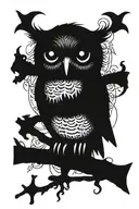 owl perched on skull skull and crossbones tattoo design idea
