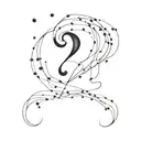 question mark made of flowy blobs tattoo design idea