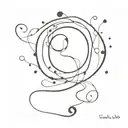 question mark made of flowy blobs tattoo design idea