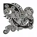 abstract question mark tattoo design idea