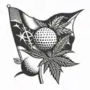 A golf flag with a cannabis leaf design, blending the client's favorite things into a unique tattoo concept tattoo design idea