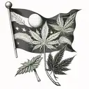 A golf flag with a cannabis leaf design, blending the client's favorite things into a unique tattoo concept tattoo design idea