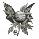 A golf flag with a cannabis leaf design, blending the client's favorite things into a unique tattoo concept tattoo design idea