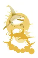 shark and clouds floating tattoo design idea