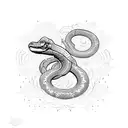 long snake srounded by lighting strikes tattoo design idea