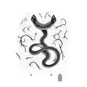 long snake srounded by lighting strikes tattoo design idea