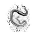 long snake srounded by lighting strikes tattoo design idea
