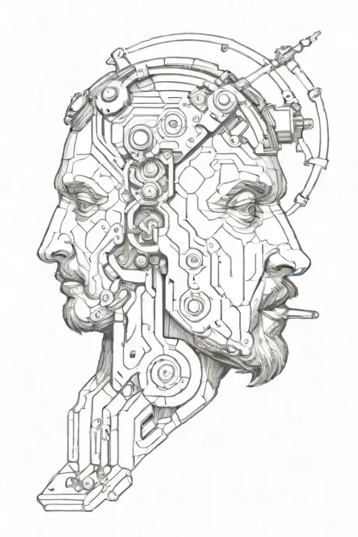 janus  2 head tattoo design idea