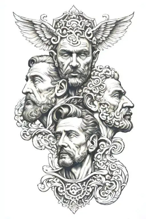 janus  2 head tattoo design idea