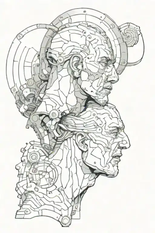 janus  2 head tattoo design idea