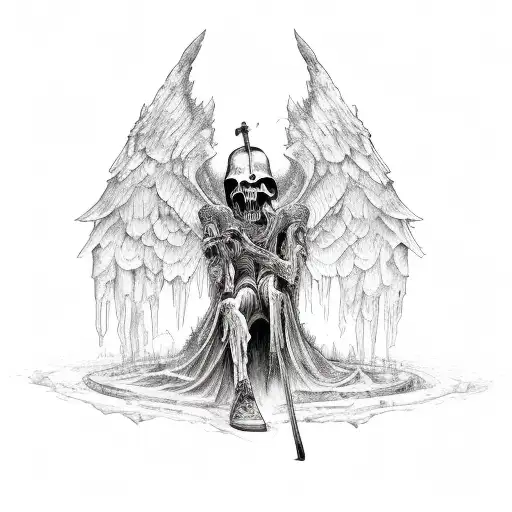 fallen angel and a grim reaper tattoo design idea