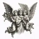 Three Angels holding trumpets tattoo design idea