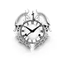 grim reaper with clock and script that says time waits for no man tattoo design idea