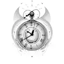 grim reaper with clock and script that says time waits for no man tattoo design idea