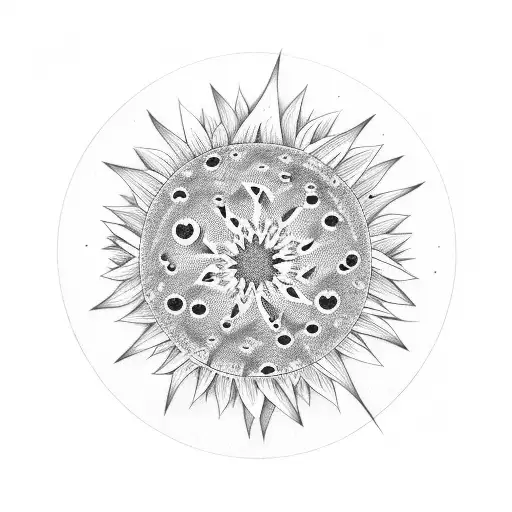 Venus planet with flowers tattoo design idea