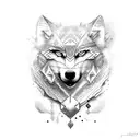 furry white wolf with blue eyes tattoo design idea
