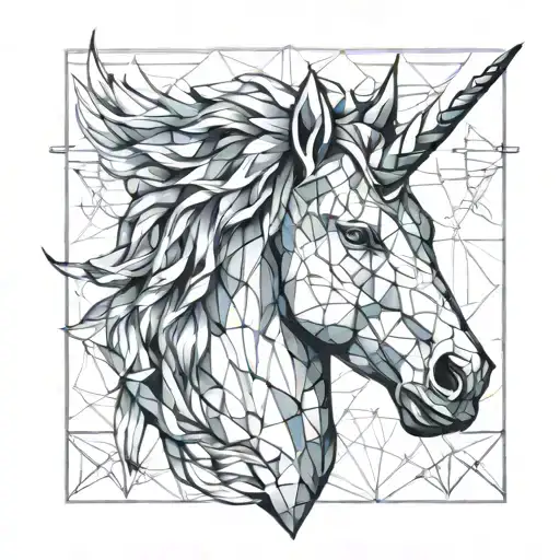 watercolour unicorn head front facing  tattoo design idea