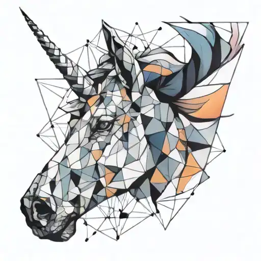 watercolour unicorn face looking straight  tattoo design idea