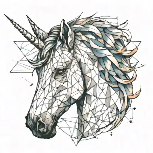 watercolour unicorn face looking straight  tattoo design idea