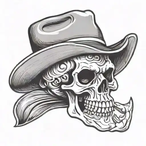 Sketch Cowboy Hat (frontal) Through Which A Tattoo Idea - BlackInk AI