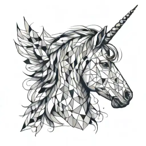watercolour unicorn face tattoo design idea