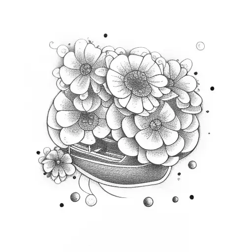 boat with flowers  tattoo design idea