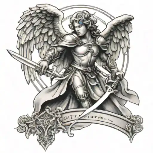 guardian angel with a sword tattoo design idea