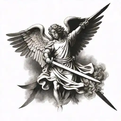 guardian angel with a sword tattoo design idea