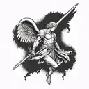 guardian angel with a sword tattoo design idea